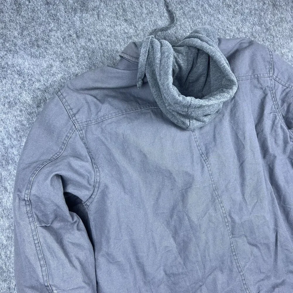 Wrangler Workwear Men's Jacket Hooded Light Grey Chore Coat Canvas Sz L (42-44)